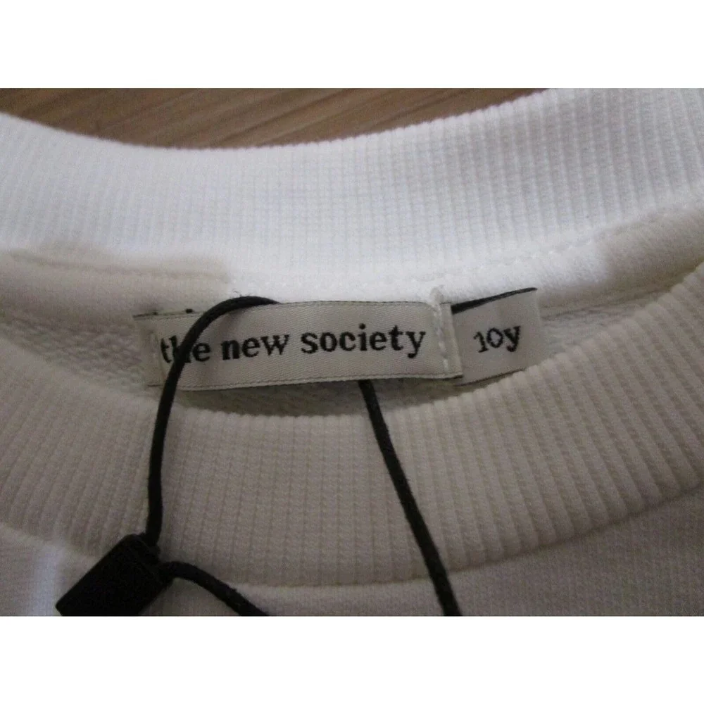 THE NEW SOCIETY IVORY YOLY SWEATER SWEATSHIRT PULLOVER NWT Ruffle Shoulder - Picture 3 of 11